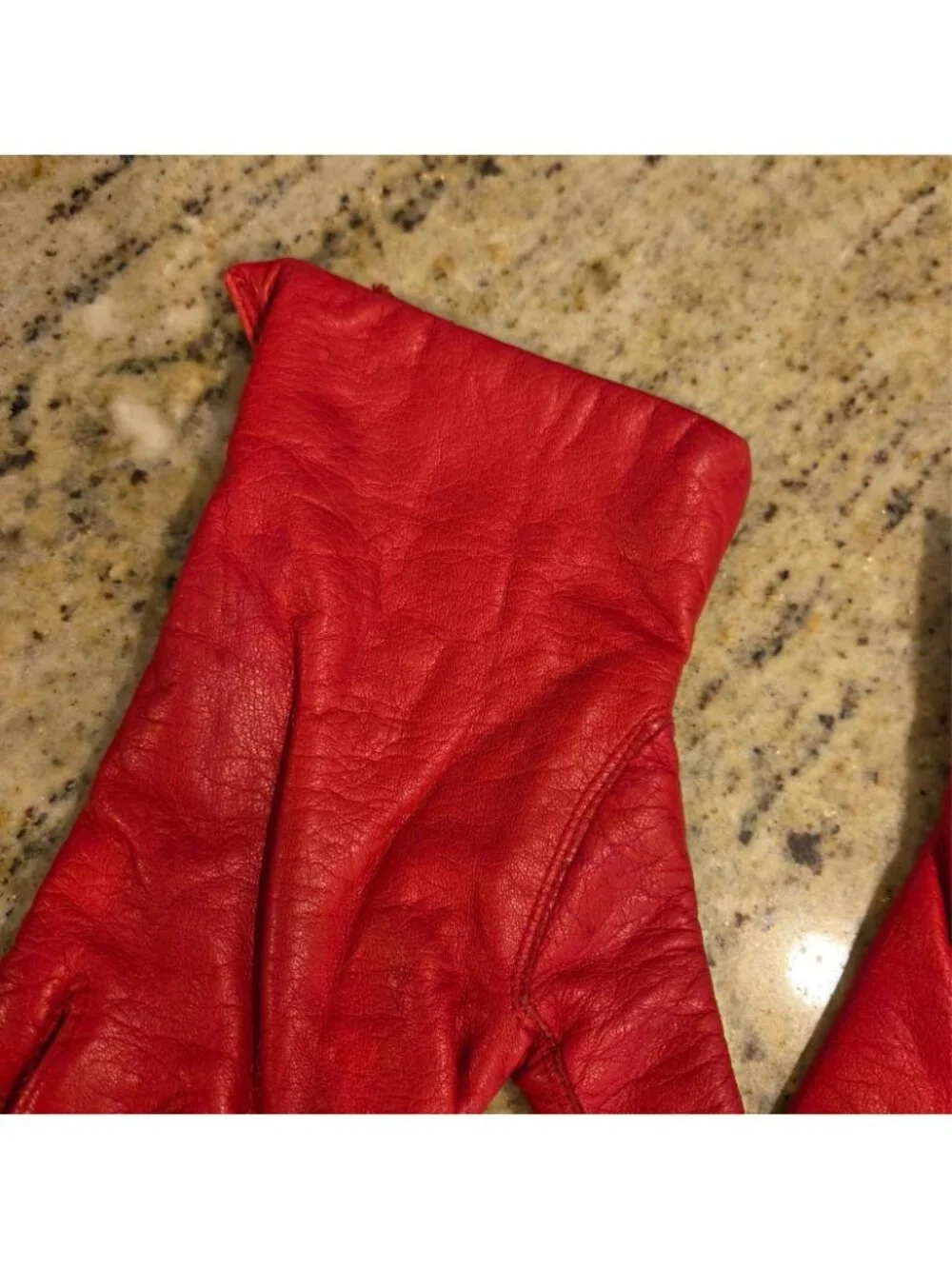 Vintage Womens Size M 7.5 Red Leather Gloves Lined Fownes